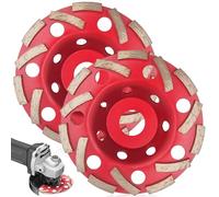 2 pcs Meules Diamantées 125 mm x 22,2 mm Double Rangée, Disques Diamant à Béton, Pierre, Granit, Maçonnerie, Compatible Meuleuse d’Angle pour Ponçage et Meulage Rouge