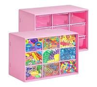 2 Pcs Mini Boîte de Rangement à Tiroirs, Casier Rangement Tiroir Plastique à 9 Compartiments, Boite Rangement Bureau en Plastique pour Stockage de Petites Pièces, Bijoux, Perles,18x11.7x9.7CM (B)