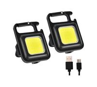 2 PCS Mini Lampes de Travail PortableLED Rechargeable Magnétique COB Petites Porte-clés Lampes de Poche avec support pliant pour la Eclairage de