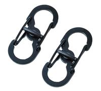 2 Pcs Mini Mousqueton Double Anneau Porte-clé à Inoxydable Durable Unisexe Empêche Les clés et Autres Petits Accessoires de Tomber 35 mm de Long x 15 mm de Large x 1,5 mm d'épaisseur (Noir)
