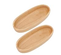 2 Pcs Mini Plateau de Service, Petite Assiette en Bois Plateau en Bois Ovale Caoutchouc Bois Pâtisserie Fruits Ovale Assiette en Bois Plat Bol pour Salle à Manger