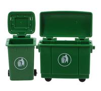 2 pcs Miniatures Poubelle avec Un Couvercle Ouvert, Une Mini-Poubelle de poupée poupée Peut modéliser Un Accessoire de scène extérieure pour Les Meubles Maison d'artisanat Bricolage