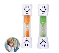 2 Pcs Minuteur Brossage Dents Enfant, Vert et Orange Sablier 3 Minutes avec Le Visage Souriant, Minuteur de Brosse à Dents Horloge à Sable Amusante et Ludique pour Activités Jeux et Décoration