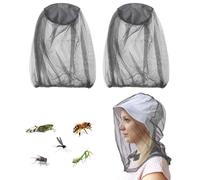 2 Pcs Mosquito Head Net Mesh Filet de Tête de Moustique Couvre Masque maillé pour Apiculture Apiculteur Les Amateurs de Plein air à Contre Les Moustiques Cagoule Bande Noire Anti-Moustiques (Gris)