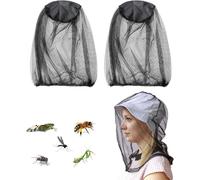 2 Pcs Mosquito Head Net Mesh Filet De Tête De Moustique Couvre Masque Maillé Pour Apiculture Apiculteur Les Amateurs De Plein Air À Contre Les Moustiques Cagoule Bande Noire Anti-Moustiques