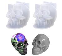 2 Pcs Moule à Bougie Tête De Crâne, Moules en Résine de Crâne en Silicone, Moules en Résine de Crâne, pour la Fête d'Halloween, Fabrication d'Aromathérapie, Bougies