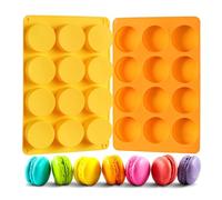 2 Pcs Moule en silicone pour biscuits aux pépites de chocolat ，12 cavités rondes，moule gateau silicone，pour cupcakes, savons faits à la main,muffins,cheesecake,brownie,gateau au chocolat(orange+jaune)