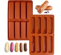 2 Pcs Moule Rectangulaire Moule Barre de Céréales Moule Finger Moule Silicone Patisserie à 8 Cavités Moule Chocolat Moule Mini Cake Antiadhésif pour Barre Energétique Entremet Cuisine Boulangerie