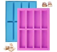 2 Pcs Moule Silicone Rectangulaire pour Barre de Céréales,Financier | Barre Chocolat, Patisserie, Tablette de Chocolat, Gateau, Mini Cake, Antiadhésif, Qualité Alimentaire, Four et au Micro-Ondes
