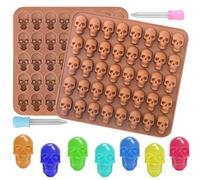 2 Pcs Moules à Bonbons Crâne Gummy Moules en Silicone pour petit Crâne à Gummies 3D à Sucre à Chocolat Moule à Bonbons