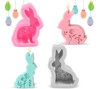 2 pcs Moules en 3D en forme de lapin de Pâques,Moule en Silicone pour Bougie de Lapin,Moule à bougie en silicone,Pour Pâques,Pour l'aromathérapie,le savon,les cadeaux de Pâques
