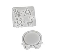 2 Pcs Moules en Résine de Noël, Moule en Silicone, Moule de Noel Moules Silicone pour Décoration Sapin Noël, la Fabrication de Flocon de Neige, D'arbre, Renne Bricolage Cadeaux de Noël