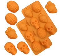 2 Pcs Moules En Silicone Pour Halloween, Moule à Chocolat d'Halloween, Moule à Chocolat Tête De Mort, Moule Halloween, Pour Forme De Pour Chocolat, Bonbon,Biscuits Gelée Diy Moisissure Decorations