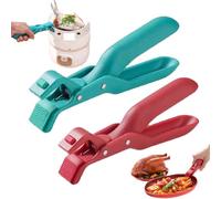 2 pcs Multi-Function Anti-Scald Bowl Clip,Multi-Purpose Anti-Scald Bowl Holder Clip for Kitchen,Hot Plate Gripper Tongs,Silicone Non-Slip Anti Scalding Ironing Dish Clamp for Cooking (R+G)