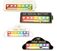 2 Pcs My Social Battery Pin,Mood Pin,Social Battery Creati, Ma Broche de Batterie Sociale, Broche de Batterie Sociale Drôle pour 7 Jours Par Semaine, Broche D'humeur Sociale Drôle, Insigne D'anxiété