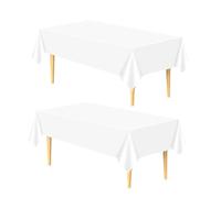 2 Pcs Nappes Blanche Jetables, Grand 137 * 274cm Nappe Rectangulaire, Imperméables,Nappe Plastique Couverture de Table pour Anniversaire de Enfants Adultes,Fêtes,Mariages,Pique-niques,Halloween,Noël