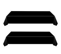 2 Pcs Nappes Noir Jetables, Grand 137 * 274cm Nappe Rectangulaire, Imperméables, Nappe Plastique Couverture de Table pour Anniversaire de Enfants Adultes, Fêtes, Mariages, Pique-niques, Halloween