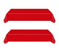 2 Pcs Nappes Rouge Jetables, Grand 137 * 274cm Nappe Rectangulaire, Imperméables, Nappe Plastique Couverture de Table pour Anniversaire de Enfants Adultes, Fêtes, Mariages, Pique-niques, Noël