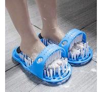 2 Pcs Nettoyant de pied de douche, pantoufles de masseur de brosse de douche de chaussure en plastique de bain, brosses bleues dépurateur de pied récurent des sandales de massage