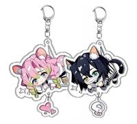 2 Pcs Nezuko Shinobu Mitsuri Muzan Porte Clés Kimetsus No Anime Figurine Keychain Pendentifs Decor Acrylique Porte Clef Set (Multicolore-1)