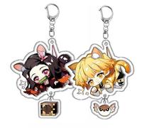 2 Pcs Nezuko Shinobu Mitsuri Muzan Porte Clés Kimetsus No Anime Figurine Keychain Pendentifs Decor Acrylique Porte Clef Set (Multicolore-5)