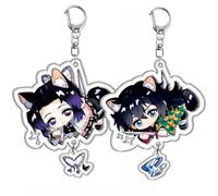 2 Pcs Nezuko Shinobu Mitsuri Muzan Porte Clés Kimetsus No Anime Figurine Keychain Pendentifs Decor Acrylique Porte Clef Set (Multicolore-6)