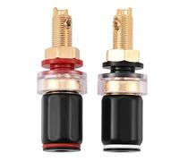 2 pcs Noir et Rouge Fil de Cuivre Fil Connecteurs Terminal Soudage Prise Banane Connecteur Socket Binding Post pour Amplificateur Haut-Parleur Terminal Connecteur ou 4mm Fiche Banane