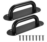 2 Pcs noir Poignée de Porte Coulissante, Poignées de Porte à Pousser en Acier Inoxydable, Traction de Poignée d'Armoire avec Plaque Arrière pour les Portes de Grange Placard Jardin(200x 65mm/Oval)