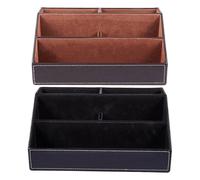 2 Pcs Noir Pu Cuir Multi-Fonction Boîte De Rangement Organisateur De Bureau, Stylo/Crayon, Téléphone Portable, Cartes De Visite: 1 Pcs