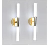 2 Pcs Nordique Doré Applique Murale Chambre Chambre Lampe De Chevet Salon Fond Éclairage Mural Simple Moderne LED Salle De Bain Miroir Lampe Frontale, Gold, Warm Light