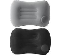 2 Pcs Oreiller Camping Portatif,Oreiller Gonflable Floqué,Oreiller Gonflable De Voyage,Coussin De Plage Ultra Légers Résistants À L'eau,Extérieur,Bureau,Longs Trajets,Noir, Gris