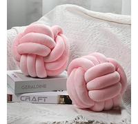 2 Pcs Oreillers à Boule de Noeud Coussins Noués Ronds Doux Oreillers de Noeud en Peluche Décoratifs Coussins de Boule Esthétiques Soulagement du Stress pour Enfants (Rose Clair)