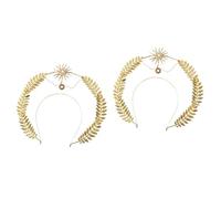 2 Pcs Our Lady's Halo Bandeau Para Métal Bandeaux for Femmes Star Bandeau Déesse Cheveux Céleste Headpiece Golden Leaf Party Coiffe Party Headband Hair Decor(Goldenx3pcs,22.3x21cmx3pcs)