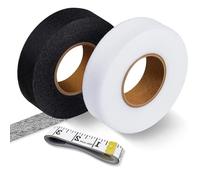 2 Pcs Ourlet Thermocollant 64m x 20mm Bande Thermocollante Ourlet Bande D'ourlet Lavable Ruban Thermocollant Sans Couture avec Ruban à Mesurer pour Vetement Textile Rideaux Blanc et Noir