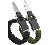 2 PCs Outdoor -Notarmband Schwarzgrün aus Edelstahl Safer tragbarer 7 Kern -Paracord -Überleben mit Messer