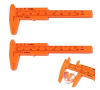 2 Pcs Outils de Jauge en Plastique Bricolage Calipers Mini Coulissante Vernier Calibre Jauge Vernier Calibre Outil de Mesure Règle 80mm, Convient pour la Mesure de Boutons, Jade, Bijoux (Orange)