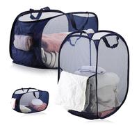 2 Pcs Panier Linges, Panier à Linge Pliable Pop Up, Corbeille à Linge Pliable en Maille, Panière à Linges avec Poche Latérale & Poignée, per Chambre et Salle de Bain(2 Misure)