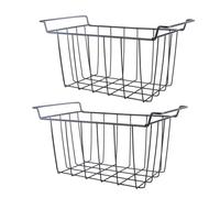 2 PCS Paniers de rangement de congélateur, diviseur de stockage de fil métallique réfrigérateur, Rack de suspension en revêtement en noir Bin noir pour les étagères du (L 39cm x W 20cm x H 20cm)