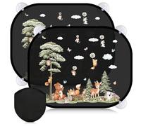 2 PCS Pare Soleil Voiture Bébé Enfant,Pare Brise Vitres Latérales Protection Solaire UV avec Ventouse Adhésifs Cache Soleil pour Fenêtre Voiture -17.7 * 14.3in
