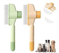 2 Pcs Peigne Pour Chat,Brosse Chat,Peigne Autonettoyant Pour Animaux Compagnie,Anti-Puces For Et Chiens,Pour Avec Bouton De Déverrouillage, Pour Poils Courts Et Longs, Traiter Les Poils D'animaux