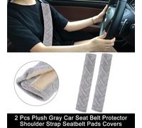2 Pcs Peluche Gris Voiture Ceinture securité Protecteur Épaule Sangle Tampons Couvercles
