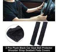 2 Pcs Peluche Noir Voiture Ceinture securité Protecteur Épaule Sangle Tampons Couvercles