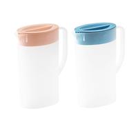 2 PCS Pichet en plastique avec couvercle résistant à la chaleur 2 litres avec un pichet à poignée portable avec un couvercle de capacité Drink réutilisable Water Carafe avec pour des boissons