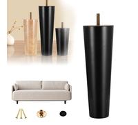 2 Pcs Pied De Meuble Bois Massif, Pieds De Table Modernes Très Résistants, Pied De Support De Rechange Pour Meubles, Pieds De Meubles Pour Maison Bureau Salle À Manger(Noir,5cm/2.0in)