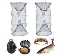 2 pcs Piège à écrevisses pliable,60x30cm,Nasse a Poisson Peche, Piège à anguilles pour la pêche, Piège à Poisson Pliable,avec 2 boules d'appât, adaptées aux poissons argentés,aux homards et aux crabes