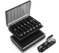 2 Pcs Pilulier Semainier Matin, Midi et Soir, Semainier Médicaments 7 Jours 21 Compartiments, Pillulier Grande Capacite pour Médicaments, Suppléments, Vitamines, Comprimés de Calcium, Noir