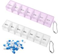 2 Pcs Pilulier Semainier,Semainier 7 JoursPilulier De Poche Grande CapacitéRangement Médicaments Pour Jour De SemaineBoite À Pilule Portable Idéal VoyageSans Bpa,Compact Et Durable