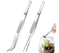 2 Pcs Pince Cuisine INOX, Pince Aquarium Longue Pince à Épiler Droite/Incurvée, Pincettes de Cuisine en Acier Inoxydable Pince du Chef Pince Barbecue Brucelles de Précision Tweezers pour Aquascaping