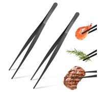 2 PCS Pinces de cuisson inox longues，Pince Cuisine Inox Professionnel，Pince de Chef, pince à barbecue，pour Cuisiner Griller et Cuire，les familles, la cuisine，ustensile de cuisine