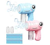 2 PCs Pistolet à Bulles Automatique pour Enfants, Machines à Bulles de Savon,Lance-Bulles,Générateur Mousse LED avec 2 Bouteilles 20 Sachets de Solution,pour Mariage/Anniversaire/Fête/Jouet Extérieur